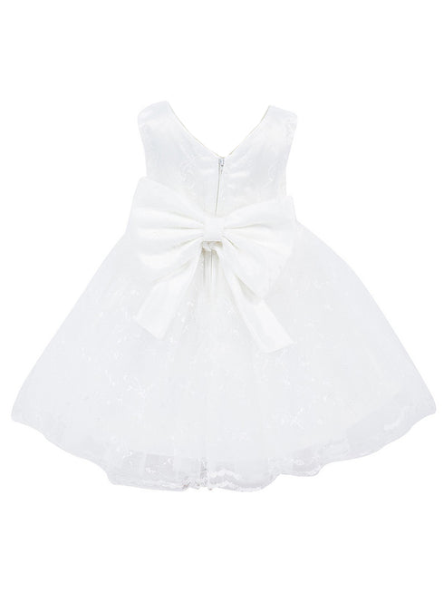 Baby Girls Lala & Erina White Lace Satin Flower Girl Dress 3-24M back 2